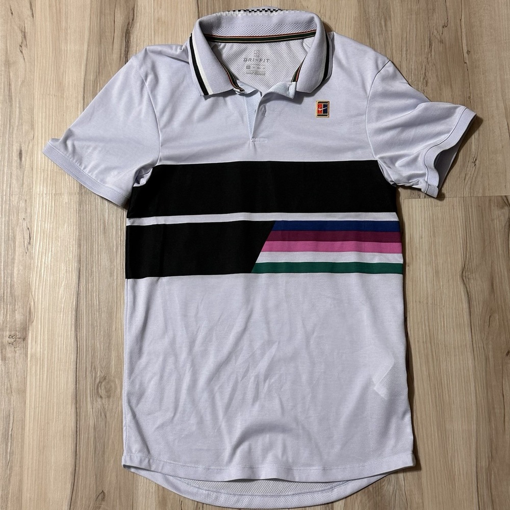 Nike Dri Fit Court Advantage Polo Mens Size XS Stripe Tennis Shirt AJ7847-442